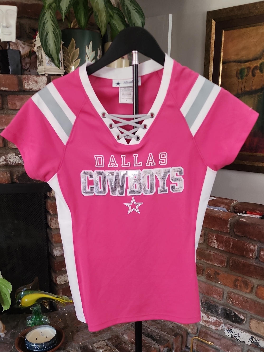 NFL Dallas Cowboys Pink and White Fan Top